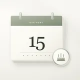 A birthday calendar and date cards representing an age calculation