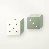 Virtual dice representing individual face values and a combined total