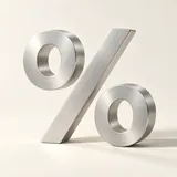 A silver percent symbol representing shares and discounts
