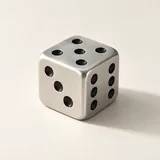 Silver dice representing a custom random number draw